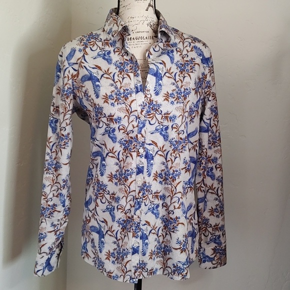 Land's End No Iron Supima Cotton Button Down Bluebird Blouse SZ: 8T - Picture 5 of 12